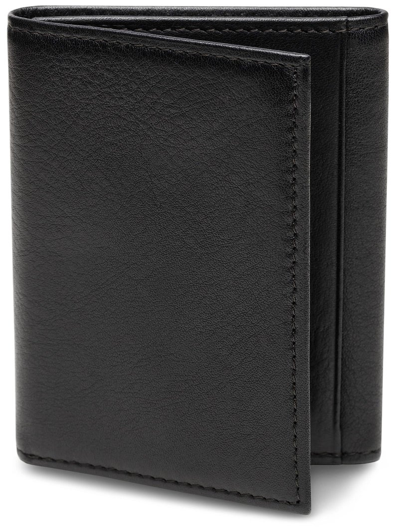 Bosca Men's Wallet, Nappa Vitello Leather Single I.D. Tri Fold Wallet with RFID Blocking, Black - Image 3